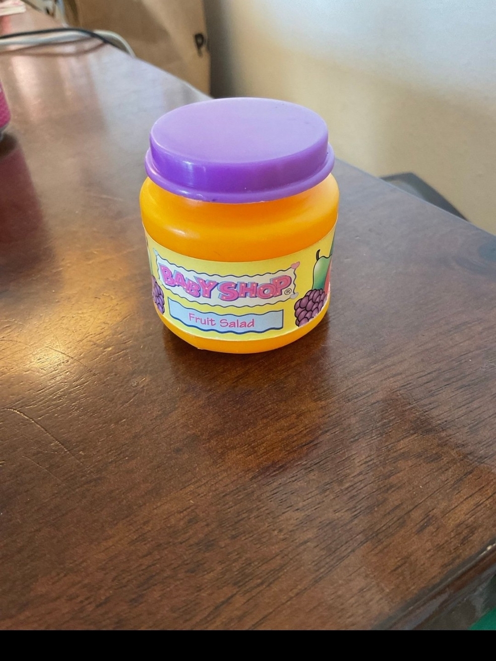Vintage 1991 plastic toy baby food jar baby shop fruit salad